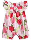 [Vaenait Baby]100%綿ベビー服ロンパースつなぎ肌着カバーオールフード付きTulip L