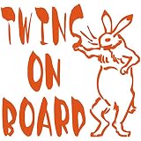 TREZ TWINS ON BOARD 鳥獣戯画 ウサギ うさぎ 兎 兔 ステッカー 鳥獣人物戯画 ステッカー ツインズ 双子 【BABY IN CAR】 (オレンジ)