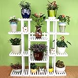 Plant shelf フラワーポットラック、4段フラワーラック、バルコニー付木製棚シェルフ長方形マルチファンクションシェルフ Flower racks ( 色 : White whith wheel