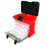 Stalwart 75-3182 Hawk 73 Compartment Durable Plastic Storage Tool Box, Red [並行輸入品]