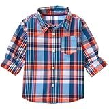 クレイジーエイト Crazy 8/ プラッドシャツ トゥルーブルー トップス長袖シャツ 6～12ヶ月【並行輸入】