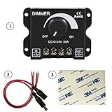 HooyaStark PWM 0~100％LED調光スイッチロータリーノブON / OFFスイッチ、ブラックアルミハウジング付き、最大30A調光5050用3528 2835 5630 1210 573