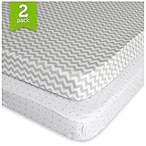 Ziggy Baby Jersey Cotton Pack N Play Sheet Set, Grey/White, by Ziggy Baby