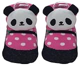 ツイン ベビーソックス パンダマスコット付 11~13cm ピンドット靴 ローズ