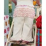 ラッフルバッツ(RuffleButts)【100%オーガニック】女の子用バニラ&ベビーピンクラッフル付きパンツ 18-24months 18ヶ月-24ヶ月用 90cm-95cm オフホワイトフリル付き