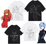 [Lsnbhy] 新世紀エヴァンゲリオン EVA アスカ 綾波レイ 半袖Tシャツ 柔らかい かわいい オシャレ アニメ キャラクターグッズ 日常用 プレゼント (2XL,綾波レイ 黒)