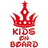 14色 KIDS ON BOARD プリンス 王子様 ステッカー【KIDS IN CAR 男の子 BOY 王冠】 (レッド)