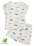 【あるこんたるこん】〈J＆T〉ベビー ルームウェア シャークブルー キッズ ３分袖 ショートパンツ ジュニア 男の子 コットン パジャマ (90)