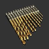 KISENG 13pcs ドリルビットセット 1.5-6.5mm HSSチタンコーティング 1/4インチ 六角シャンクツイスト