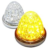 Customize（カスタマイズ） 24V トラック用 LED マーカーランプ サイド マーカー メッキリング 8面クリスタルカット仕様 16LED 汎用 2個 セット ブルー/イエロー/レッド/ホワイト/アンバー 各色 (アンバー)