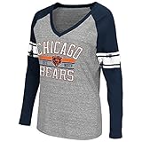 NFL レディースG-III 4herトライブレンドダメージ加工ロゴVネック長袖Tシャツ L グレイ