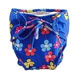 青、調整可能な乳児用泳いでおむつ、ネクタイ、サイズミディアム[花]
