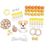 Mamimami Home 噛がため 安全素材 歯固めおしゃぶり DIYセット イエロー 犬 材料パッケージ おしゃぶりチェーン 看護ネックレス 授乳用 幼児玩具　誕生ギフト 出産祝い 贈り物　[BP