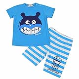 それいけ！アンパンマン 半袖Tシャツ+ハーフパンツ フェイスプリント 夏物 fpo-ha2631 80cm ばいきんマン