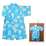 (ブルー/95cm) ベビー服 甚平 半袖 男の子 くろわっさんすべべ トンボ柄 日本製生地 綿100％ 上下組 タコ糸切替 男児 ベビー