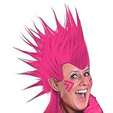 Amscan Party Perfect Team Spirit Crazy Mohawk Wig (1 Piece), Pink, 11.2 x 8.3"