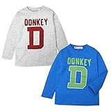 (ブルー/90cm)ベビー服 男の子 Tシャツ 長袖 Donkey Jossy ドンキージョッシー 天竺 ワッペン ロゴプリント スナップボタン 男児 ベビー
