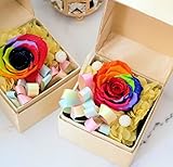 高級ダイヤモンドレインボーローズ【大輪花びら約７cmの高品質品！】100％ プリザーブドフラワー ボックス！【テレビ映画、高級ブランドや東証一部上場企業、代議士、タレント、ミリオンセラー作家などを顧客