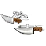 Bling Jewelry パーソナライズ 料理 グルメ 料理人 食通 レストラン オーナー シャツ シェフナイフ カフスボタン メンズ 卒業式 弾丸 ヒンジバック シルバートーン ステンレススチール