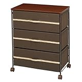 ドウシシャ(DOSHISHA) 組立簡単 布製 ファブリック ボックス チェスト 3段 幅60×奥行34.5×高さ71.5cm ブラウン MFB60-3BR