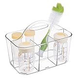 mDesign NurseryストレージキャディDivided Bin – BPAフリー – 4セクションTote with組み込みハンドルの整理のボトル、スプーン、Bibs、おしゃぶり、おむつ、ワイ