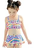 (コ-ランド) Co-land 女の子 水着 上下セット フリンジ マルチカラー 民族風 セパレート タンキニ スイムウエア プール 海辺 S