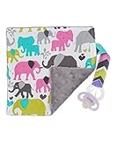 Pacifier Blanket, Pacifier Lovey, Pacifer Leash Blanket keeps Pacifier close by - Elephant Baby Blan