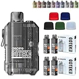 【ゴーテック X セット】Aspire Gotek X Kit + 交換用カートリッジ2箱（合計4個）+ ゴーテック対応シリコンキャップ 5色セット vape ベイプ スターターキット (Black)