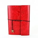 (Large, Red Album) - Scrapbook, Vintage Leather Photo Album Book, Black Pages Baby Memory Book, With