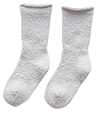 Plus Nao(プラスナオ) 靴下 ソックス キッズ 子供靴下 キッズソックス もこもこ 厚手 無地 シンプル クルーソックス 小物 カジュアル 約1-3歳 ライトグレー