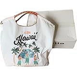 お洒落なエコバッグ、 網紅小衆刺繍買い物袋ナイロンハンドバッグ学生ショルダーバッグ環境保護弁当バッグ手にバッグブーム (Color : ホワイトハワイ)