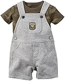 カーターズ carter's 男の子用迷彩グレー恐竜ワッペン付きショートオールお出かけ用上下2点セット (6months(61-... [並行輸入品]