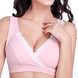「UTOVME」授乳ブラ★ スリム ノンワイヤー★骨盤ベルト・トコちゃんベルト/授乳服/産前産後ブラ/産後ママ/敏感肌に/授乳インナー/妊婦ブラ/ダイエット クロスタイプ（ピンク）