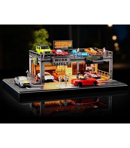 Amazon | 1/64 プラスチックガレージモデル2 階建て車ショールーム