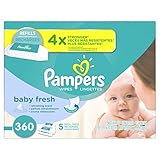 Pampers Baby Wipes Baby Fresh 5X Refill, One Month Supply, 360 count by Pampers