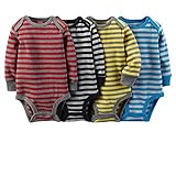 カーターズ Carter's ロンパース ボディスーツ 長袖 4枚組 男の子 綿100% コットンリブ 秋冬 4-Pack Long-Sleeve Bodysuits NB (50-55cm)