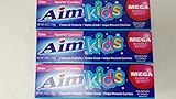 Aim Kids Mega Bubble Berry Anticavity Flouride Gel Toothpaste Alcohol Free Cleans and Protects Helps