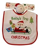 Holiday Tender Kisses Infant Embroidered Bib w / Rattle ~赤ちゃんの最初のクリスマス~ホワイト
