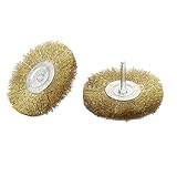 uxcell クリンプワイヤーホイールブラシ 6mmx100mm メタル スチール 真鍮メッキ 2個入り