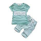 【SEBLES】ベビー 赤ちゃん 男の子 女の子 ユニセックス 半袖 ラウンドネック Tシャツ ボーダー パンツ ズボン ボトムス コットン 綿 コットン ツーピース セット 夏 春(タイプB,90c