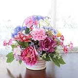 山久【母の日ギフト】カーネーションと紫陽花のバスケットアレンジ 1103-4519g 【CT触媒加工】【シルクフラワー】【造花】