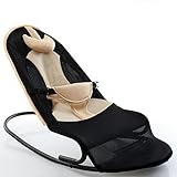 新生児 バウンサーバランス ベビーチェア 3点式シートベルト専用 乳幼児用 揺れ椅子 背もたれ チェア (ベージュ)
