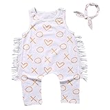 Lutents ベビー服 ロンパース カバーオール プリント柄 ヘアリボン付き フリンジ柄 女の子 カジュアル 快適 着心地良い 歩行服 パジャマ 新生児 出産祝いプレゼント 可愛い オシャレ