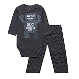 新生児のためのベビーボーイズグレー2ピースの服ロンパースコットン長袖ボディースーツとパンツセット9-12 ヶ月