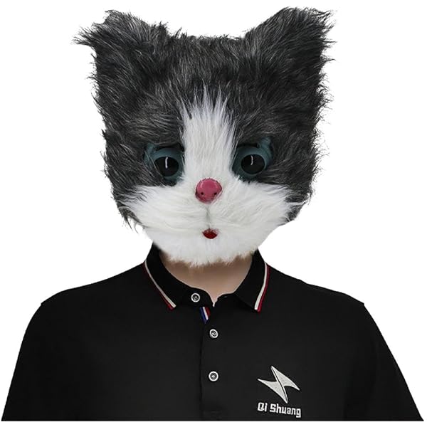 Amazon.co.jp: [Necvior] 猫ヘッドマスクぬいぐるみマスク動物の頭ゴム