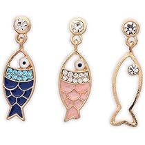 Amazon | お魚ピアス かわいい アシンメトリー 3セット ユニーク