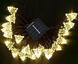 ノーブランド品イルミネーション　クリスマスツリー型ロープライト　ソーラー充電式　LEDライト　手動点灯　20球　4.8M　防滴仕様　2パターン点灯　クリスマスライト　パーティー飾り　結婚式飾り