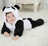 ふわもこ きゃわわ パンダ 着ぐるみ カバーオール 全開チャックでお着替えも楽々 もこもこ素材 ベビー服  子供服 (90サイズ：着丈58cm(6ヶ月～12ヶ月対象))