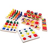 Domybest 積み木 8点セット 子供おもちゃ 木のおもちゃ 知育玩具 木製 玩具 3歳以上 カラフル 視覚刺激 お祝い ギフト 誕生日 記念日