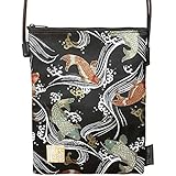 千糸繍院 西陣織 金襴 ポシェット／サコッシュ／御朱印帳ショルダーバッグ（裏地付き） 黒泳鯉 (Mサイズ)